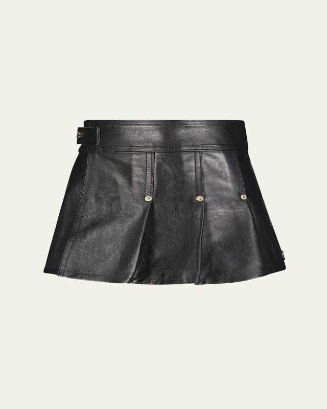 Girl's Lola Leather Pleated Skirt, Size 10-16